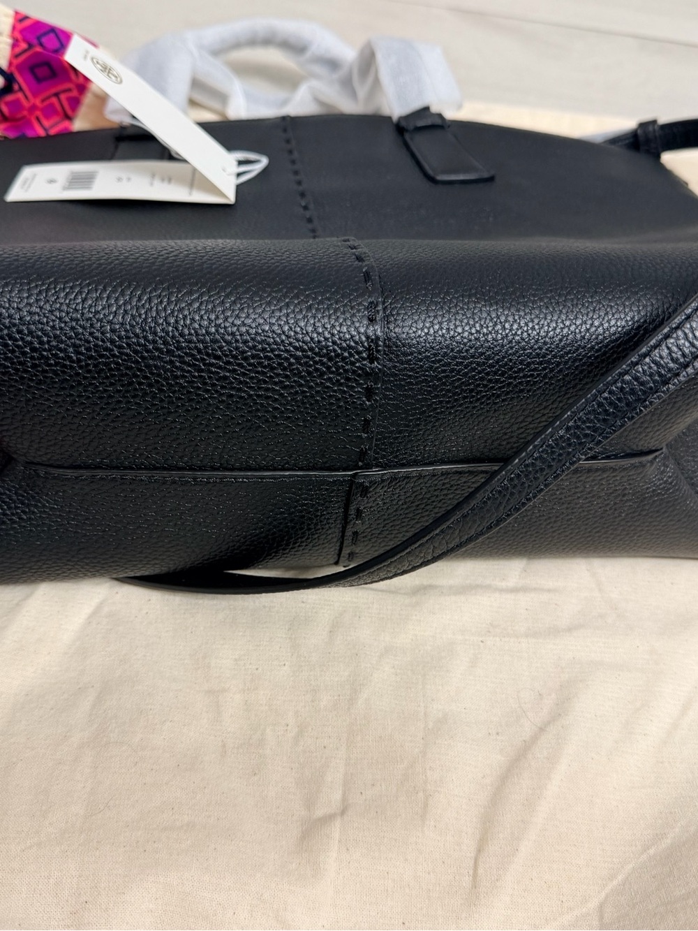 Tory Burch Black Pebbled Leather Shoulder Satchel with Crossbody Strap - Picture 6 of 6